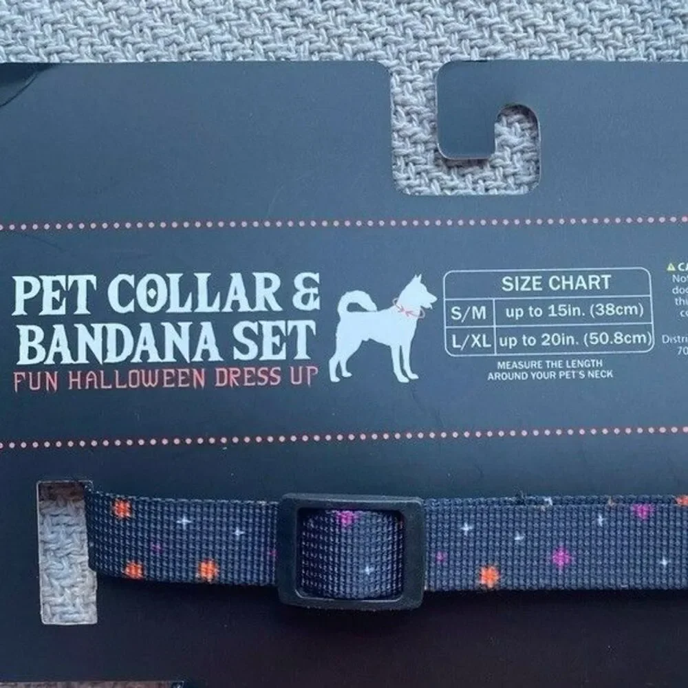 Sweet & Spooky Dog Halloween Matching Collar Bandana Set NWT Black Small/Med